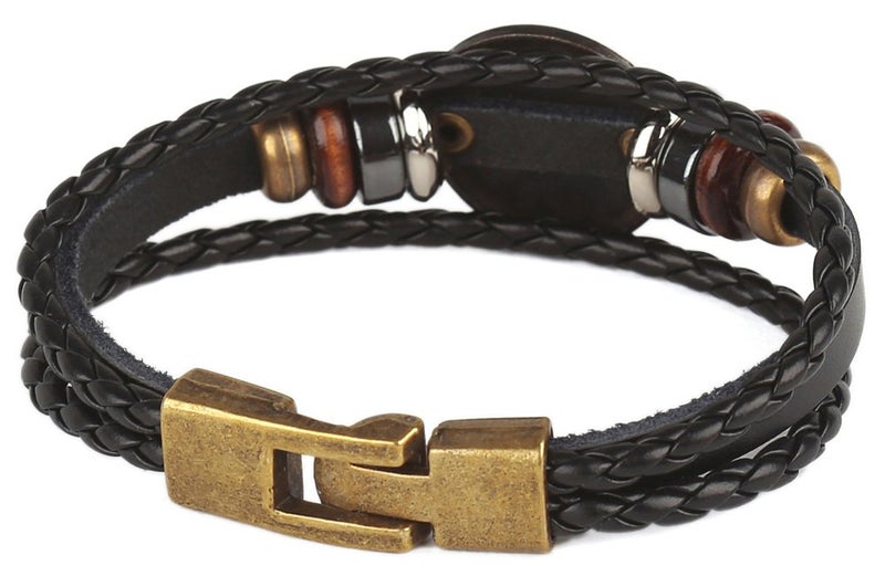 Hamoery Punk Alloy Leather Bracelet For Men Constellation Braided Rope Bracelet Bangle Wristband(Cancer) - Image 3